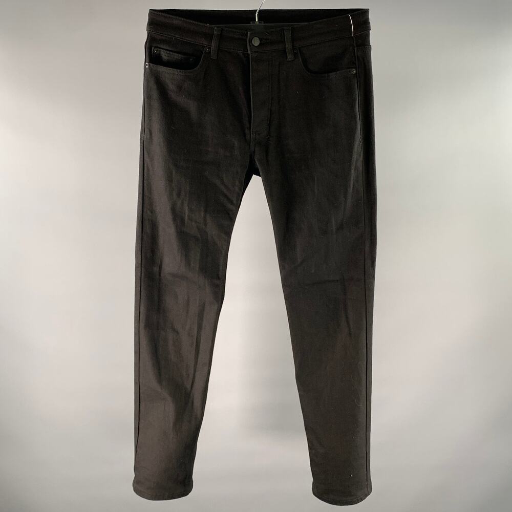 KSUBI Size 32 Black Embroidered Cotton Slim Fit Jeans